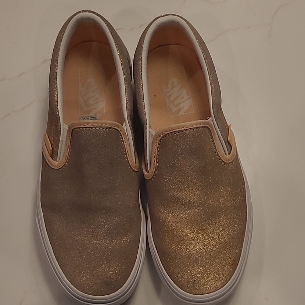 Vans Pink and Gold Slip-On Sneakers - Picture 4 of 12